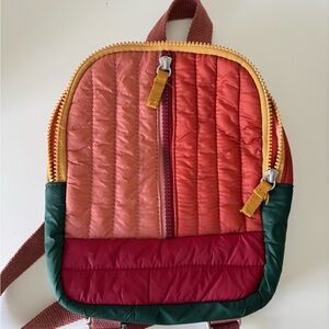 Zara Kids Colorblock Quilted Mini Backpack - Rust, Burgundy & Green